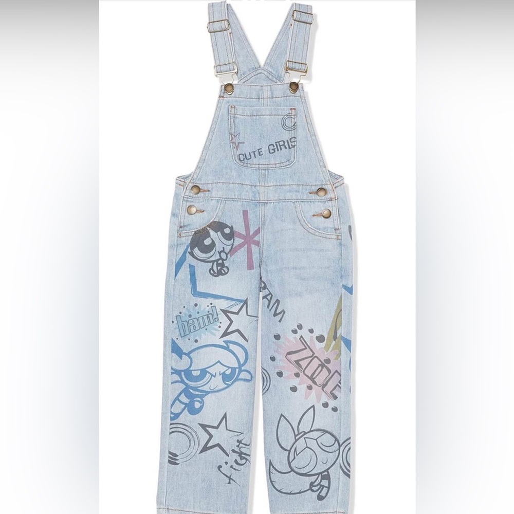 Power Puff Girls teen jeans size 11:12 - Desigual Blue Denim Overalls